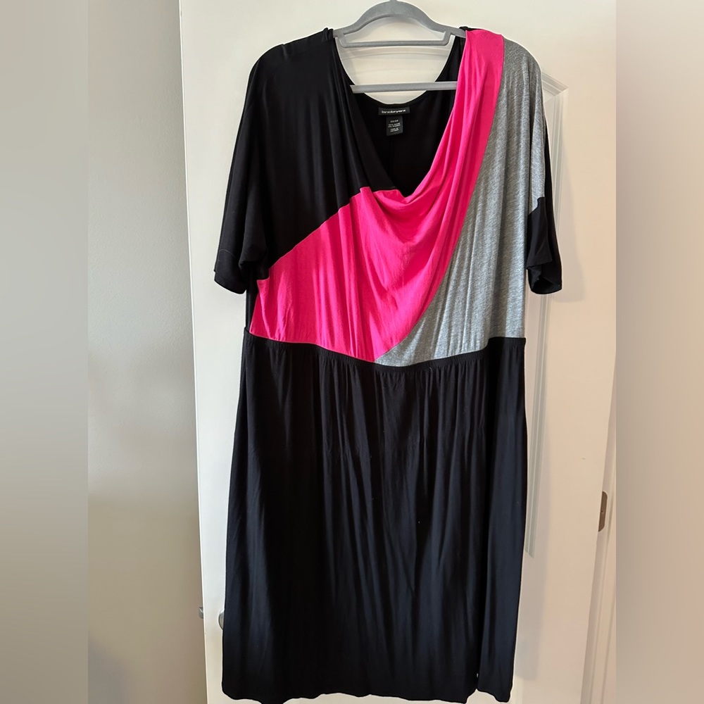 Gray, pink and black dress